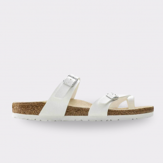 BIRKENSTOCK WOMENS MAYARI PATENT WHITE BIRKO FLOR REGULAR