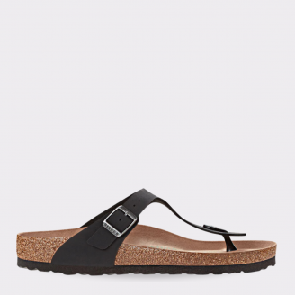 BIRKENSTOCK GIZEH EARTHY VEGAN BLACK BIRKIBUC REGULAR