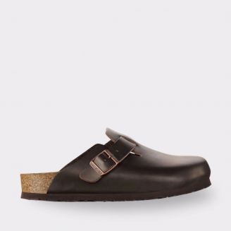 BIRKENSTOCK UNISEX BOSTON DARK BROWN SMOOTH LEATHER REGULAR