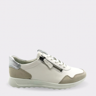 ECCO WOMENS FLEXURE RUNNER GRAVEL WHITE PURE SILVER