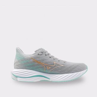 MIZUNO WOMENS WAVE RIDER D WIDE 28 GREY BLUE