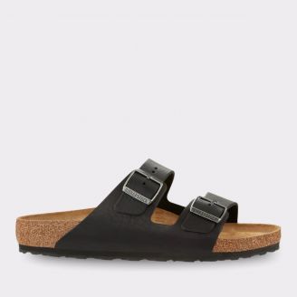 BIRKENSTOCK ARIZONA UNISEX VINTAGE WOOD BLACK LEATHER REGULAR