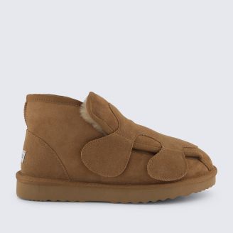 HOMYPED WOMENS SHEARLING VELCRO SLIPPER CHESTNUT