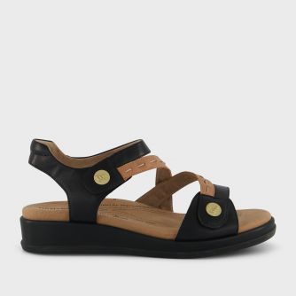 HOMYPED MAGNOLIA STRAP SANDAL BLACK TAN