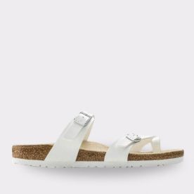 BIRKENSTOCK WOMENS MAYARI PATENT WHITE BIRKO FLOR REGULAR