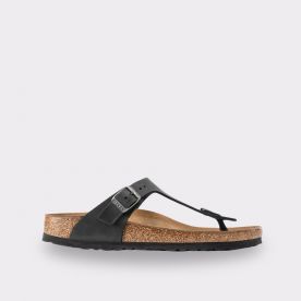 BIRKENSTOCK GIZEH BLACK OILED LEATHER REGULAR